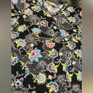 Floral Patterned Scrub Top